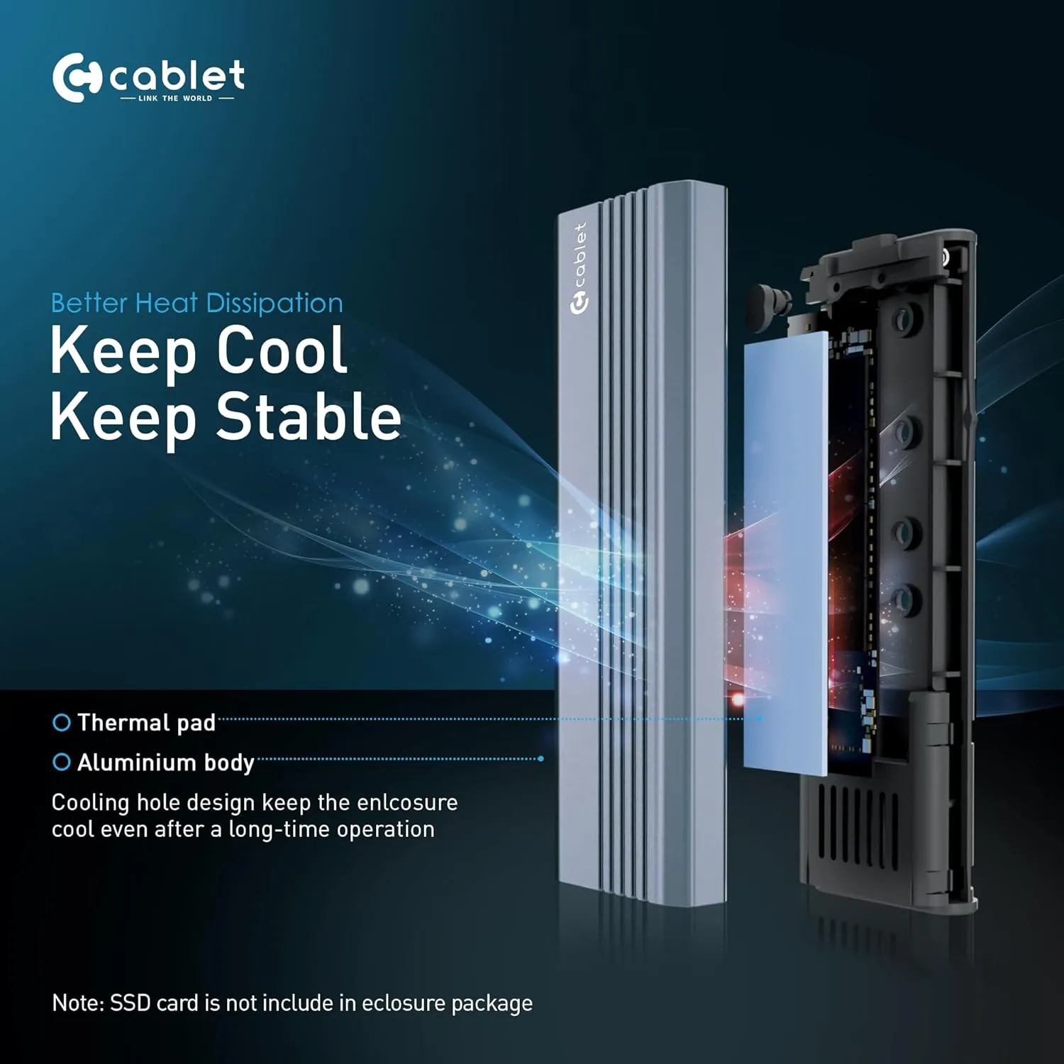 Cablet SSD Casing NVMe Enclosure Type-C (MS902-C3) view 2
